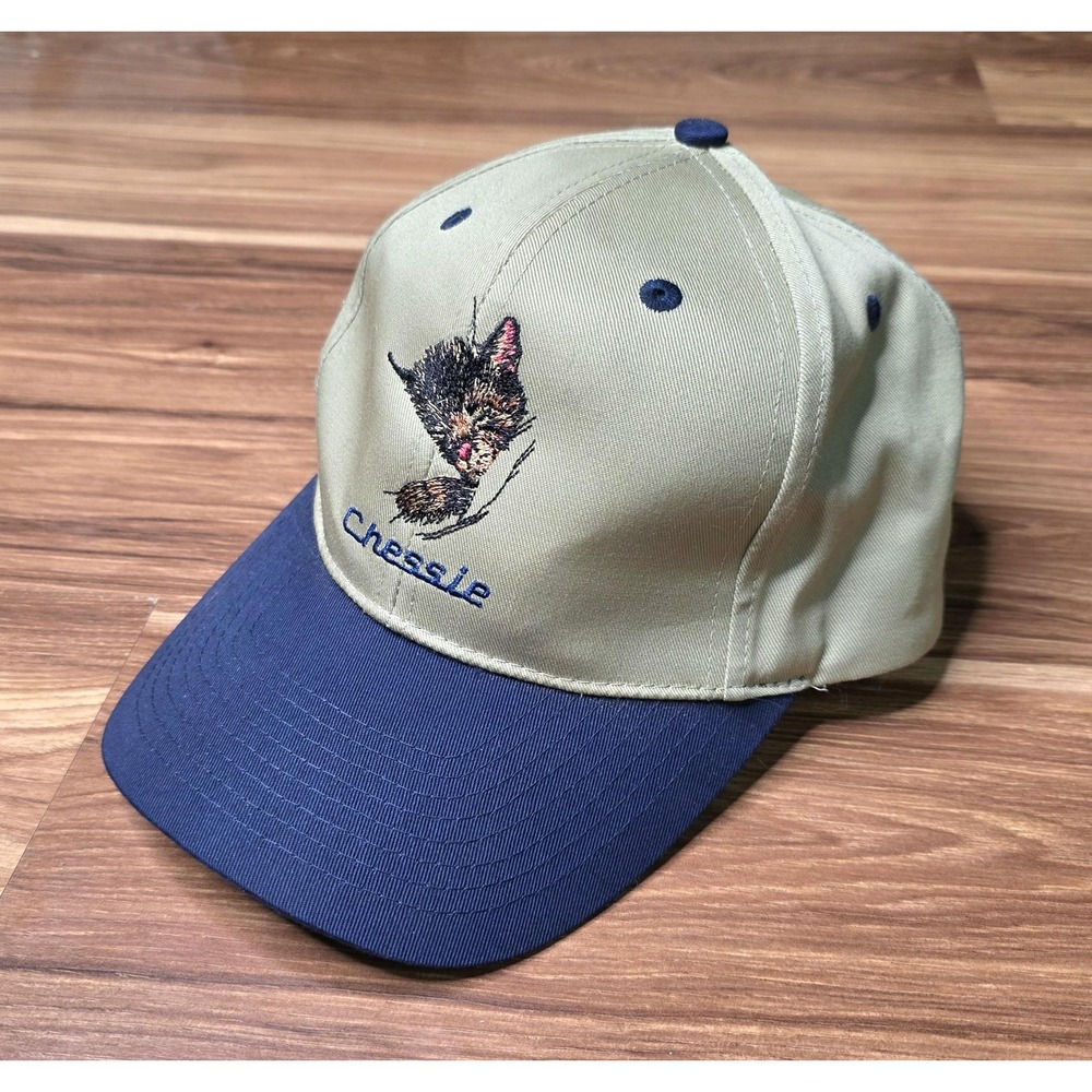 Nissin Cap Hat Cap Snap Back Mens One Size Beige Navy Chessie Cat Embroidered